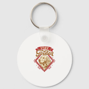 Stay Golden Retriever Dog Red Diamond_1 Key Ring