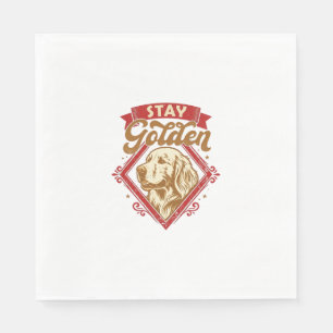 Stay Golden Retriever Dog Red Diamond_1 Napkin