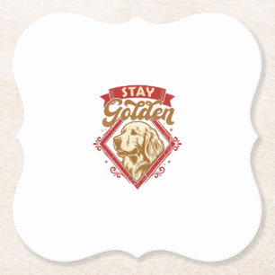 Stay Golden Retriever Dog Red Diamond_1 Paper Coaster