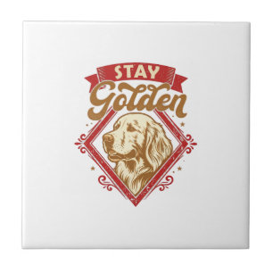 Stay Golden Retriever Dog Red Diamond_1 Tile