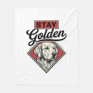 Stay Golden Retriever Vintage Dog Vector Design_1 Fleece Blanket