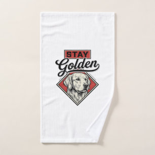 Stay Golden Retriever Vintage Dog Vector Design_1 Hand Towel