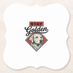Stay Golden Retriever Vintage Dog Vector Design_1 Paper Coaster