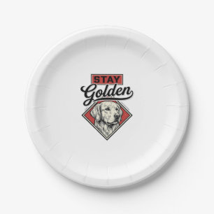 Stay Golden Retriever Vintage Dog Vector Design_1 Paper Plate