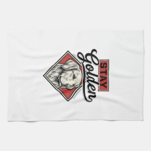 Stay Golden Retriever Vintage Dog Vector Design_1 Tea Towel