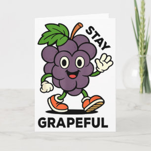 Stay Grapeful - Retro Style - Funny Fruit Pun, Ins Card
