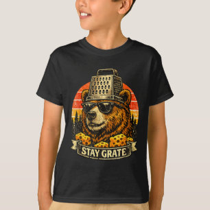 Stay grate funny cheese pun bear vintage retro T-Shirt