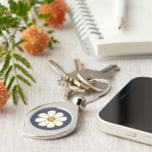 Stay Groovy Cute Retro Daisy Flower Key Ring