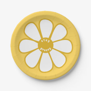 Stay Groovy Cute Retro Daisy Flower Paper Plates
