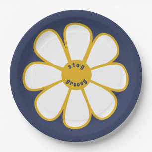 Stay Groovy Cute Retro Daisy Flower Paper Plates