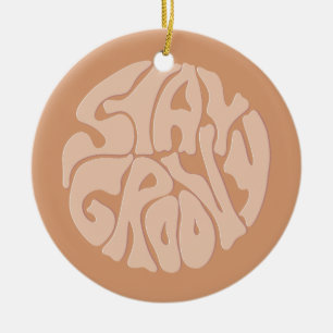 Stay Groovy Retro Beige Ceramic Tree Decoration