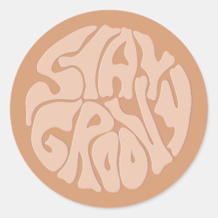 Stay Groovy Retro Beige Classic Round Sticker