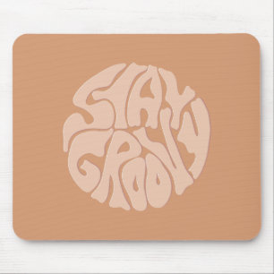 Stay Groovy Retro Beige Mouse Mat