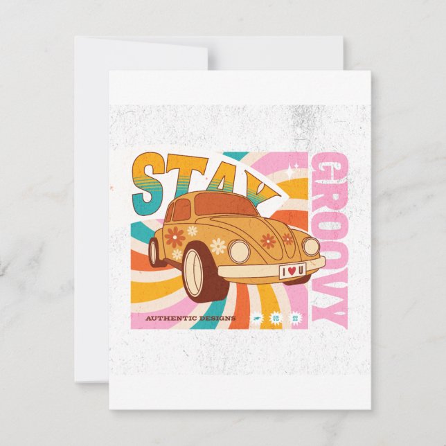 Stay Groovy - Retro Car Holiday Card (Front)