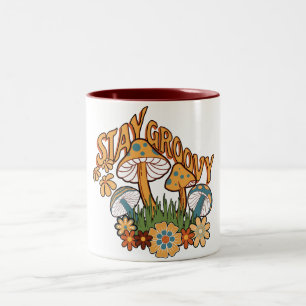 Stay Groovy Retro Mushroom Two-Tone Coffee Mug