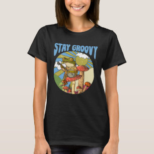 Stay Groovy Vintage 70s Mushroom Frog Playing Ban T-Shirt