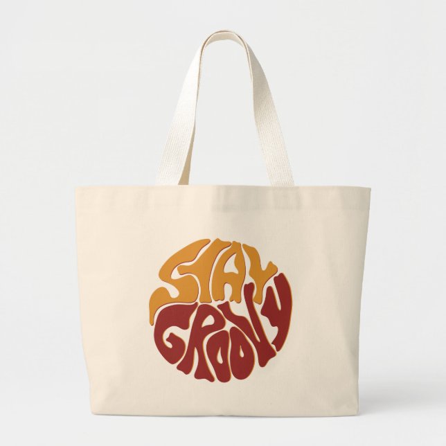 Stay Groovy with a Splash of Red and Yellow Large Tote Bag (Front)