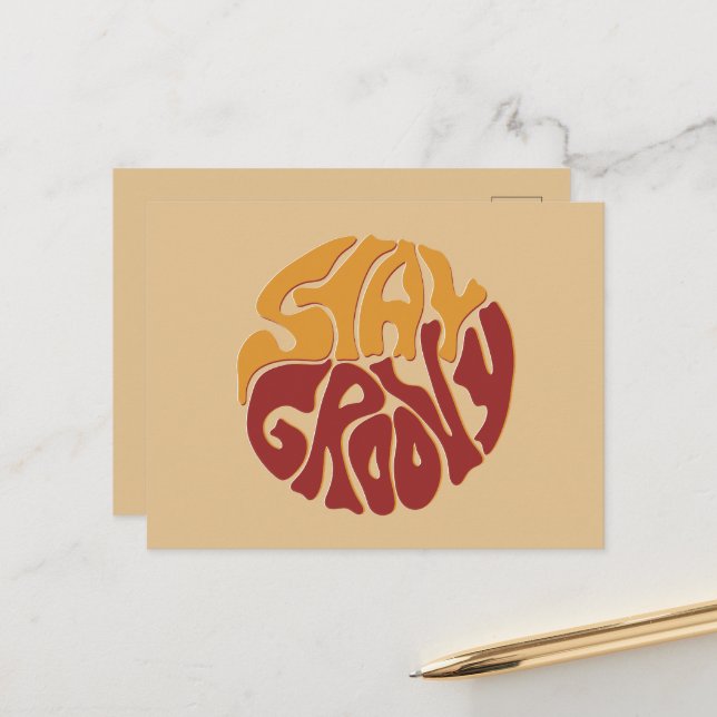 Stay Groovy with a Splash of Red and Yellow  Postcard (Front/Back In Situ)