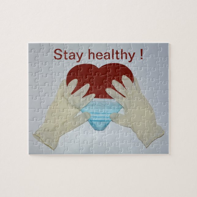 Stay healthy with mask jigsaw puzzle (Horizontal)