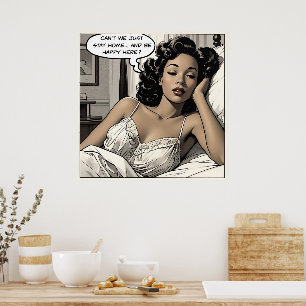 Stay Home 1950's Romance Comic Poster