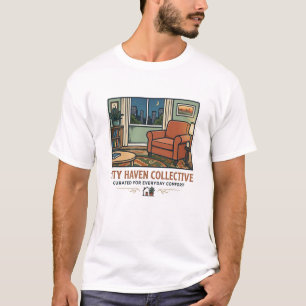 Stay Home Club - Cozy Living Room T-Shirt - Cat Ar