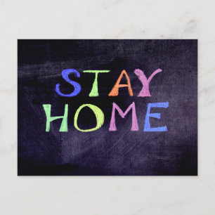 Stay Home Colourful on Chalk Board Postcard