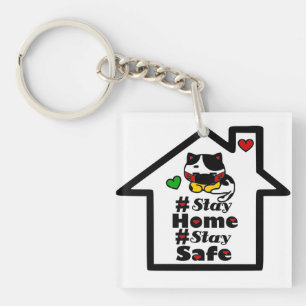 🏠😷#Stay Home Stay Safe Motivational Covid Qu Key Ring