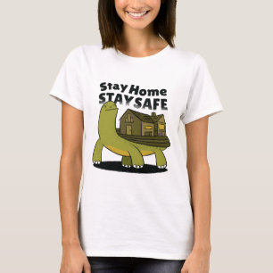 Stay Home, Stay Safe, Turtle With House T-Shirt