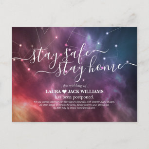 Stay Home & Stay Safe Wedding Postponement Galaxy Announcement Postcard