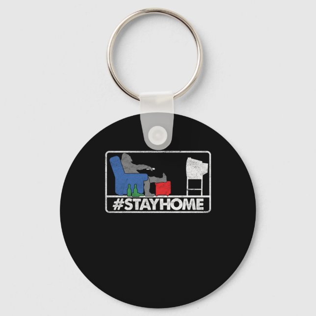 Stay Home Watch TV Beer Television Movie Show Gift Key Ring (Front)