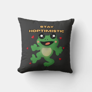 Stay Hoptimistic Cute Frog Pun Funny Frog Lover Gi Cushion