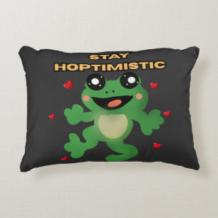 Stay Hoptimistic Cute Frog Pun Funny Frog Lover Gi Decorative Cushion