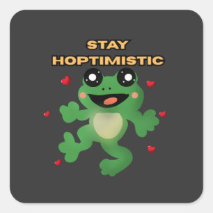 Stay Hoptimistic Cute Frog Pun Funny Frog Lover Gi Square Sticker