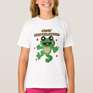 Stay Hoptimistic Cute Frog Pun Funny Frog Lover Gi T-Shirt