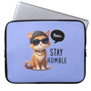 Stay Humble Cat Design Laptop Case Electronics Bag