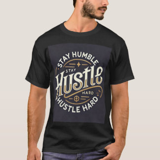 Stay Humble Hustle Hard – Motivational Gold & Whit T-Shirt