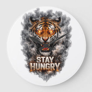Stay Hungry Tiger Motivation Design Large Clock