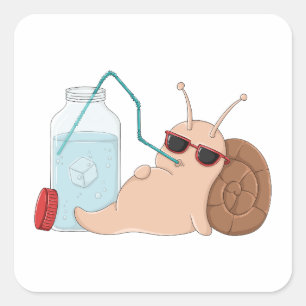 Stay Hydrated – Cute Relaxing Snail Square Sticker