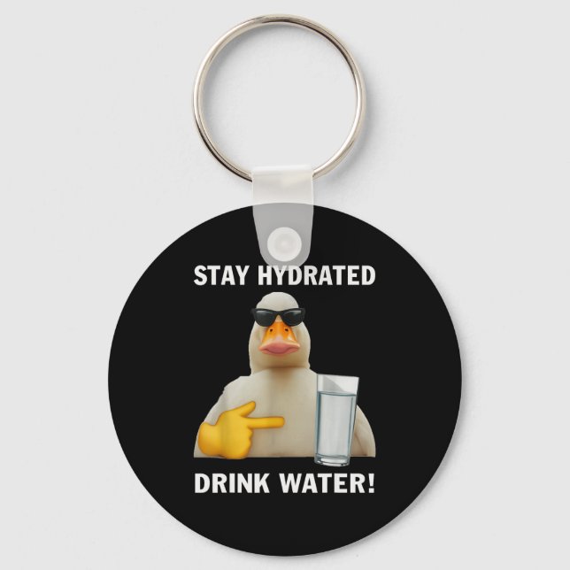 Stay Hydrated Drink Water Funny Meme Duck  Key Ring (Front)