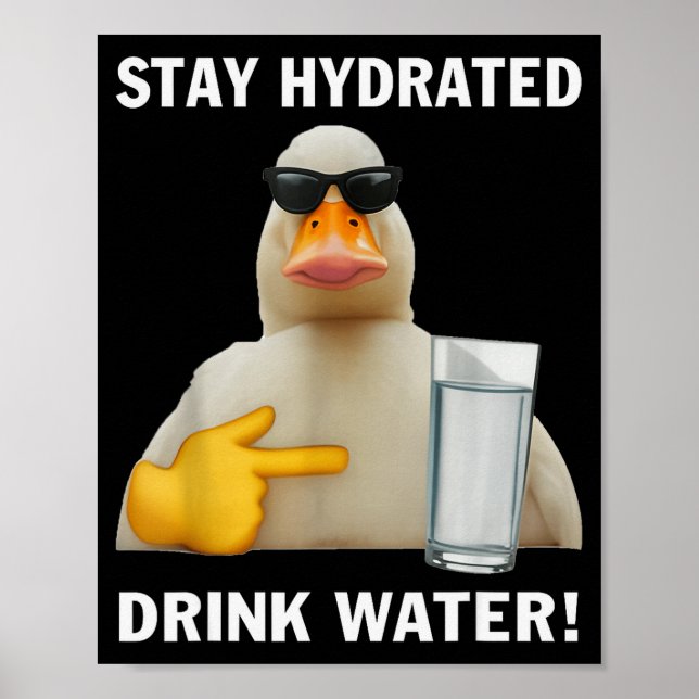 Stay Hydrated Drink Water Funny Meme Duck  Poster (Front)