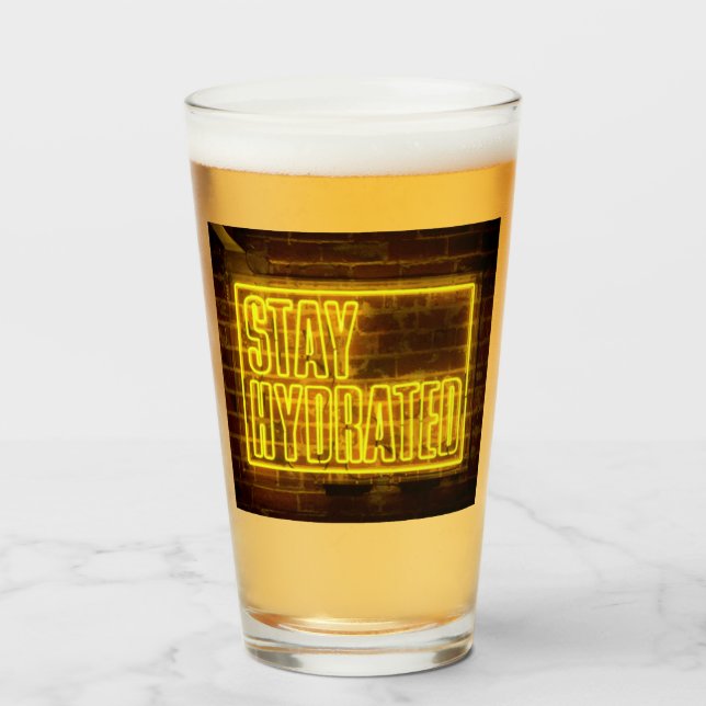 Stay Hydrated Neon Yellow Sign Glass (Front Filled)