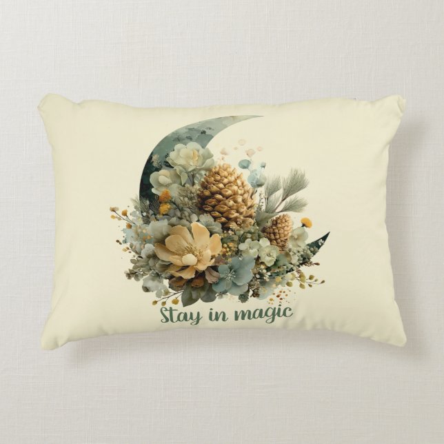 Stay in Magic Winter Moon Design Decorative Cushion (Front)