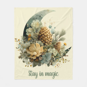Stay in Magic Winter Moon Design Fleece Blanket