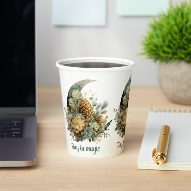 Stay in Magic Winter Moon Design Paper Cups (Insitu)