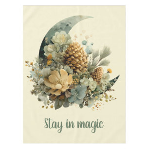 Stay in Magic Winter Moon Design Tablecloth
