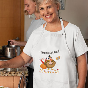 Stay in Your Lane, Santa Photobombing Turkey Long Apron