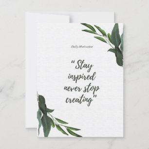 Stay inspired never stop creating postcard