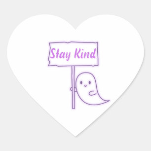 Stay Kind Friendly Ghost Heart Sticker