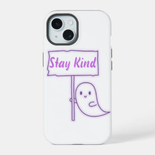 Stay Kind Friendly Ghost iPhone 15 Case