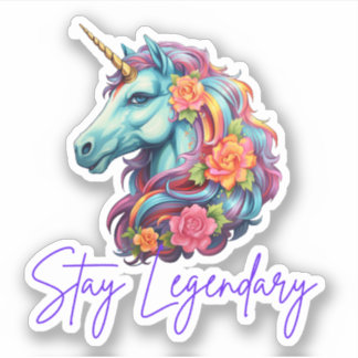 Stay Legendary Rainbow Unicorn Sticker